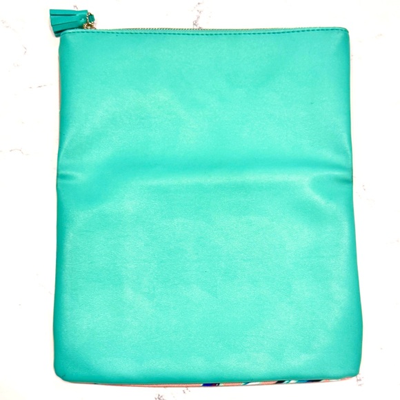 Anthropologie Pink and Green Faux Leather Fold Over Reversible Clutch NWOT - Picture 6 of 11